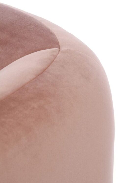 ROUNDED soft back armchair with armrests, gold legs, pink velour, pastel cocktail-2 style