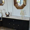 COSHH on gold frame, black fluted body, white stone sintered top, modern, exclusive