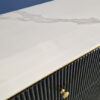 GOLD frame chest of drawers, black fluted body, white stone sintered top, modern, beautiful