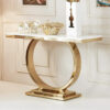 CONSOLA on gold stately round base, high gloss, sintered top, glamour, white top