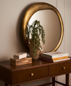 WALL LIRROR with irregular shape, designer gold frame, modern style