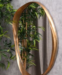 WALL MIRROR oval, gold frame with irregular shape, designer style