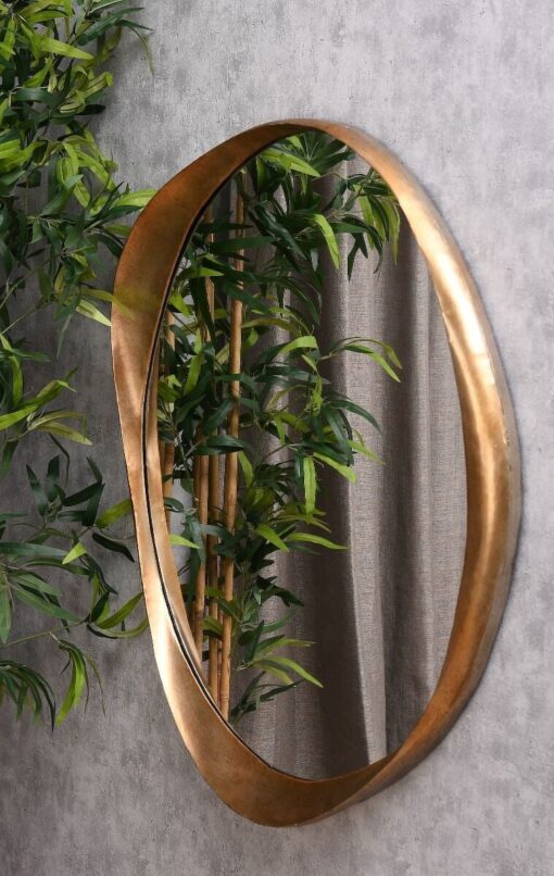 WALL MIRROR oval, gold frame with irregular shape, designer style