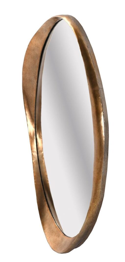 WALL LIRROR oval, gold frame with irregular shape, designer style, exclusive