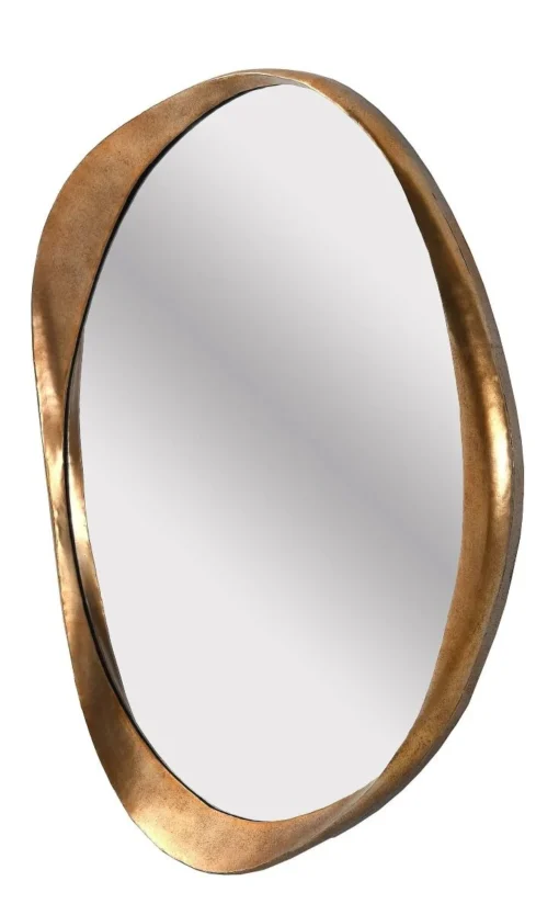WALL MIRROR oval, gold frame with irregular shape, designer style, unique