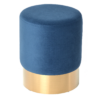 PUFA round, aluminum gold base, velour blue seat, modern style