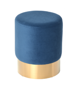 PUFA round, aluminum gold base, velour blue seat, modern style