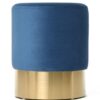 PUFA round, aluminum gold base, velour blue seat, modern style, for living room