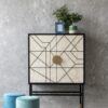 PUFA round, aluminum gold base, velour blue seat, modern style, beautiful