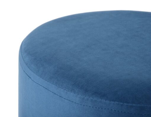 PUFA round, aluminum gold base, velour blue seat, modern style, sophisticated