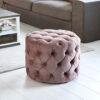 PUFA round, quilted velvet pink satin fabric, modern style