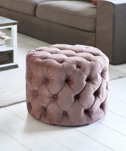 PUFA round, quilted velvet pink satin fabric, modern style