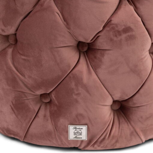 PUFA round, quilted pink velvet satin fabric, modern style, contemporary