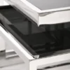 Coffee TABLE square, futuristic silver base, black glass top, modern style, design
