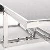 Coffee table square, futuristic silver base, black glass top, modern style, top quality