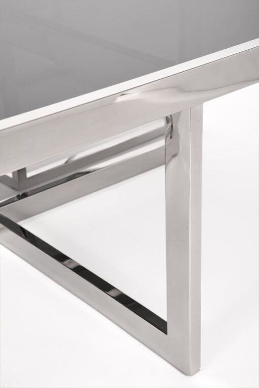 Coffee TABLE square, futuristic silver base, black glass top, modern style, premium