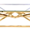 Coffee TABLE on gold decorative frame, transparent top, New York glamour-1