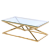 Coffee TABLE on gold decorative frame, transparent top, New York glamour