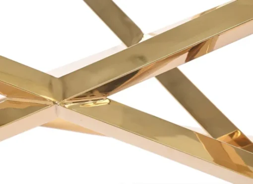 Coffee TABLE on gold decorative frame, transparent top, New York glamour-3