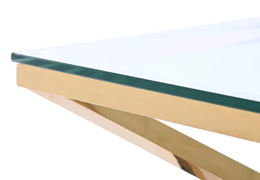 Coffee TABLE on gold decorative frame, transparent top, New York glamour-5