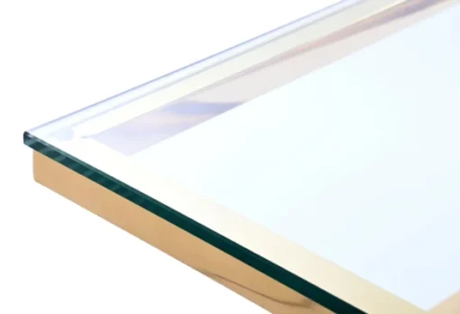 Coffee TABLE on gold decorative frame, transparent top, New York glamour-6