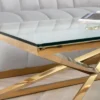 Coffee TABLE on gold decorative frame, transparent top, New York glamour, exclusive