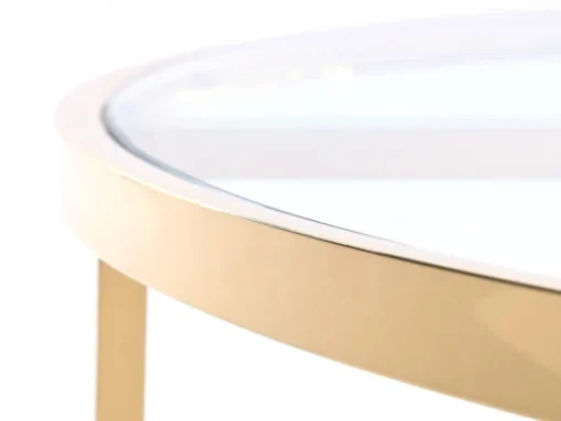 Coffee TABLE on gold frame, high gloss, transparent glass top, New York glamour-1