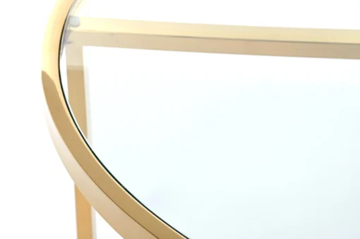 Coffee TABLE on gold frame, high gloss, transparent glass top, New York glamour-2