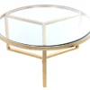 Coffee TABLE on gold frame, high gloss, transparent glass top, New York glamour, modern