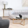Coffee TABLE on gold frame, high gloss, transparent glass top, New York glamour, beautiful