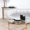 Coffee TABLE on gold frame, high gloss, transparent glass top, New York glamour, unique