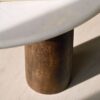 COFFEE TABLE round, white natural marble top, mango wood base, designer-3