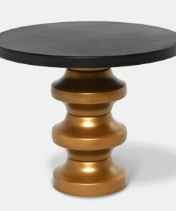 COFFEE TABLE round, metal designer base, black polycarbonate top