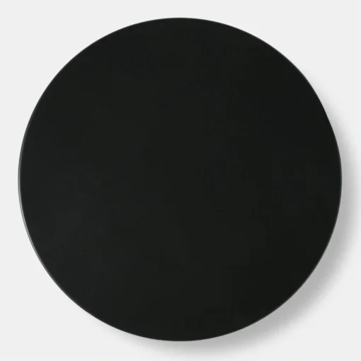 COFFEE TABLE round, metal designer base, black polycarbonate top, top quality