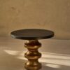 COFFEE TABLE round, metal designer base, black polycarbonate top, beautiful