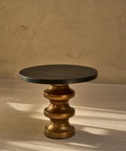 COFFEE TABLE round, metal designer base, black polycarbonate top, beautiful