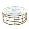 COFFEE TABLE round, gold designer base, transparent glass top, modern