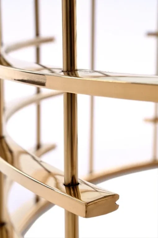 COFFEE TABLE round, gold designer base, transparent glass top, modern-2