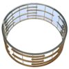 COFFEE TABLE round, gold designer base, transparent glass top, modern, for living room