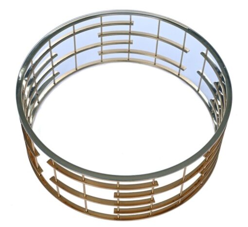 COFFEE TABLE round, gold designer base, transparent glass top, modern, for living room