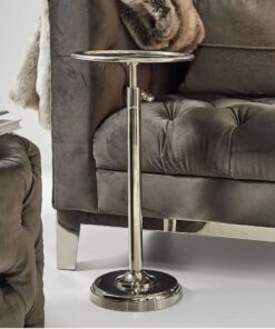 ASSISTANT TABLE round, elegant, silver aluminum, adjustable height