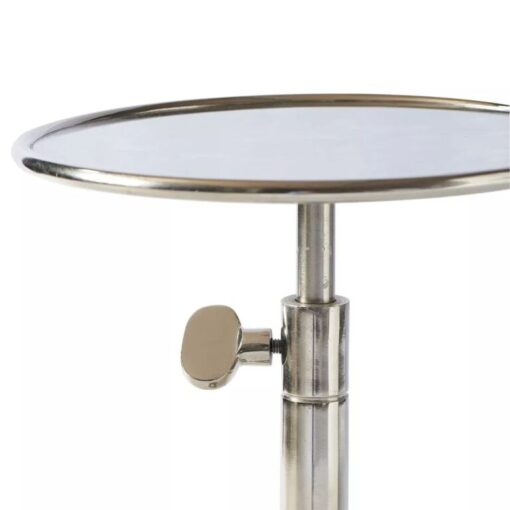 ASSISTANT TABLE round, elegant, silver aluminum, adjustable height, elegant