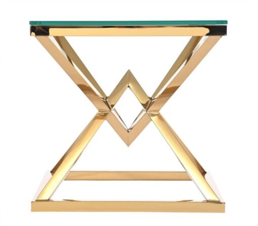 GOLDEN HELP TABLE, metal base, transparent glass top, glamour style, top quality