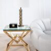 GOLDEN HELP TABLE, metal base, transparent glass top, glamour style, beautiful