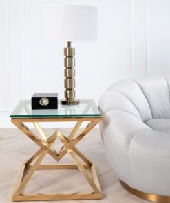 GOLDEN HELP TABLE, metal base, transparent glass top, glamour style, beautiful