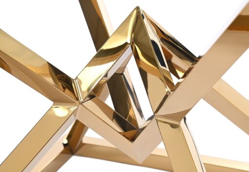GOLD LEVEL TABLE, metal base, transparent glass top, glamour style, premium