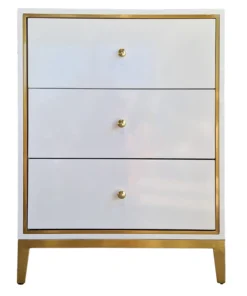 CARTON BOARD with drawers, white and gold, high gloss finish, exclusive 3 drawers