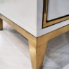 NIGHT CUPBOARD with two drawers, white with gold metal details, exclusive, glamour