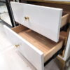NIGHT TABLE with two drawers, white with gold metal details, exclusive, top quality