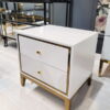NIGHT TABLE with two drawers, white with gold metal details, exclusive, unique